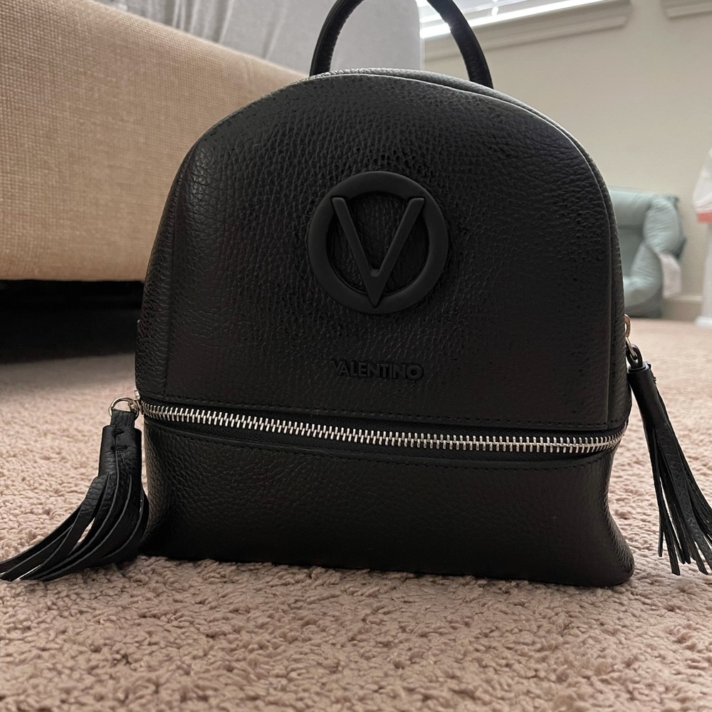 Valentino Black Zip Mini Backpack